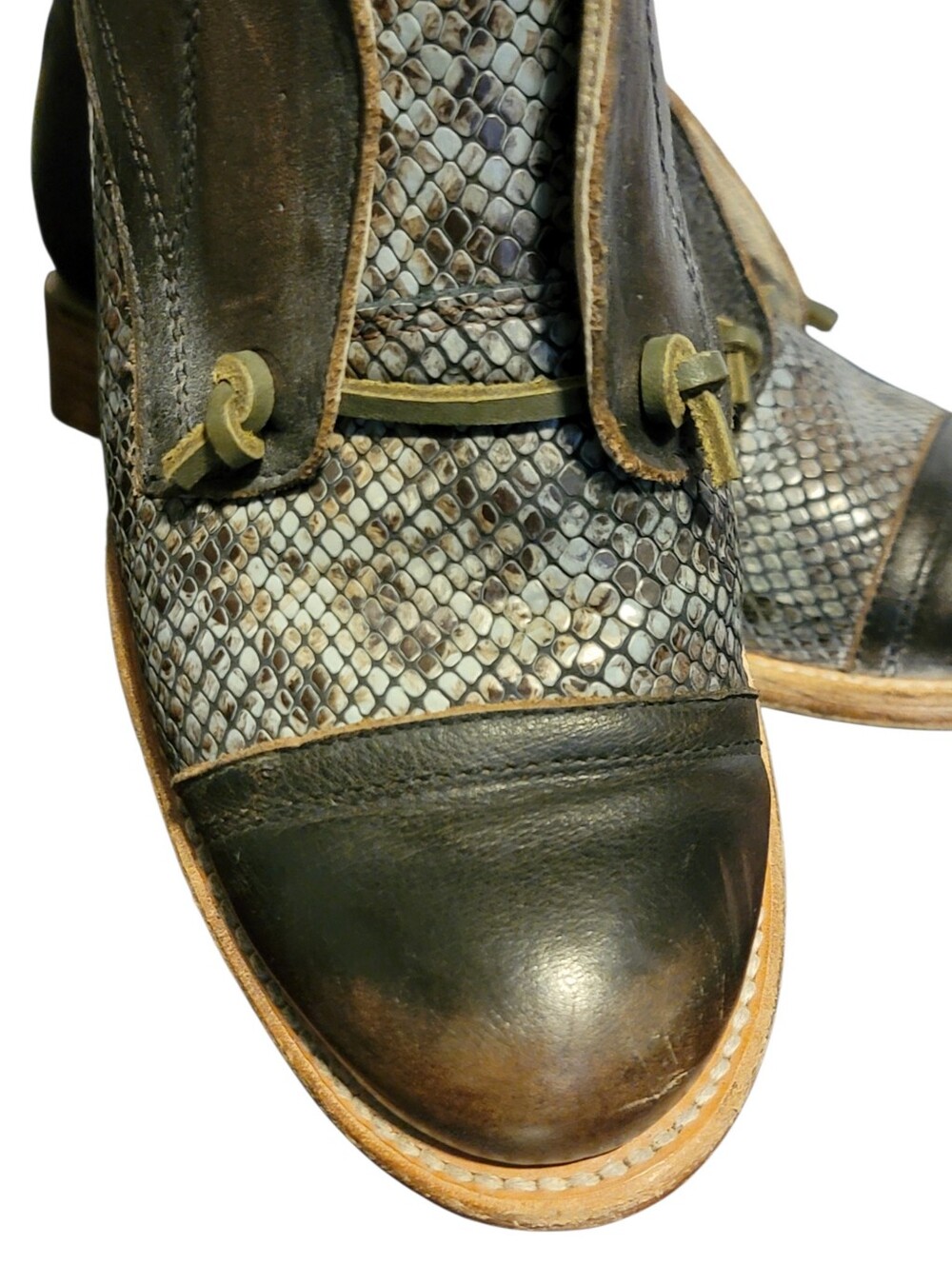 FREEBIRD by Steven Mabel Snakeskin Two Toned Oxford Distressed Shoes 10 - Picture 7 of 12